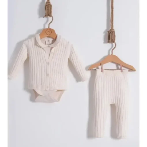 Nipperland - Conjunto de malha creme/branco contemporâneo