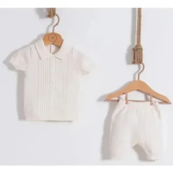 Nipperland - Conjunto de roupas de malha para bebê 2Pk creme