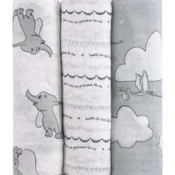 Nojo - Dumbo 3 Pk Printed Muslin Swaddles