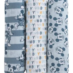 Nojo - Mickey 3 Pk Printed Muslin Swaddles
