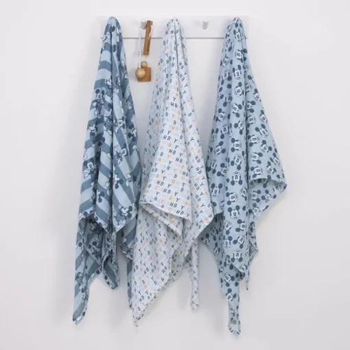 Nojo - Mickey 3 Pk Printed Muslin Swaddles