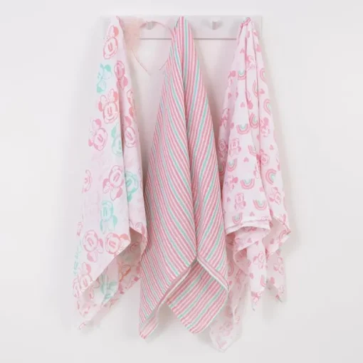 Nojo - Minnie 3 Pk Printed Muslin Swaddles