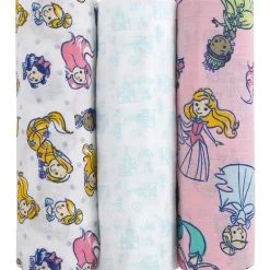Nojo - Princess 3 Pk Printed Muslin Swaddles