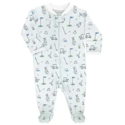 Noomie - Baby Boy Let's Golf Zipper Footie, Azul