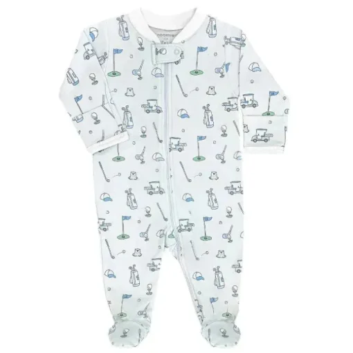 Noomie - Baby Boy Let's Golf Zipper Footie, Azul