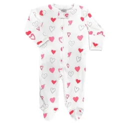 Noomie - Baby Cotton Zipper Footie Valentine Hearts
