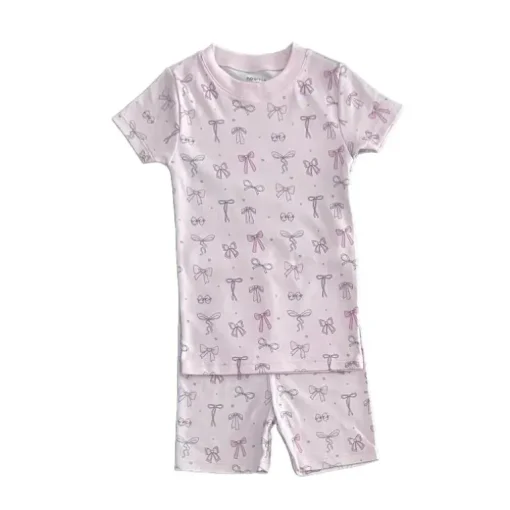 Noomie - Baby Girl Bows Short Sleeve Pajama Set