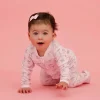 Noomie - Baby Girl Bows Zipper Footie With Ruffles