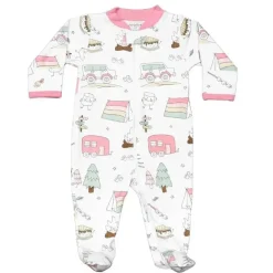 Noomie - Baby Zipper Footie Pink Camping