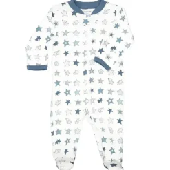 Noomie - Baby Zipper Footie Denim Stars