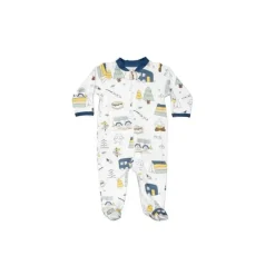 Noomie - Baby Zipper Footie Blue Camping