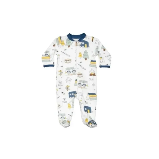 Noomie - Baby Zipper Footie Blue Camping