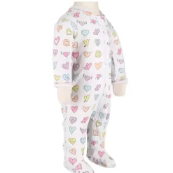 Noomie - Baby Zipper Footie Rainbow Hearts