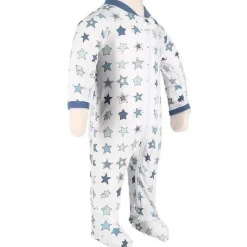 Noomie - Baby Zipper Footie Denim Stars