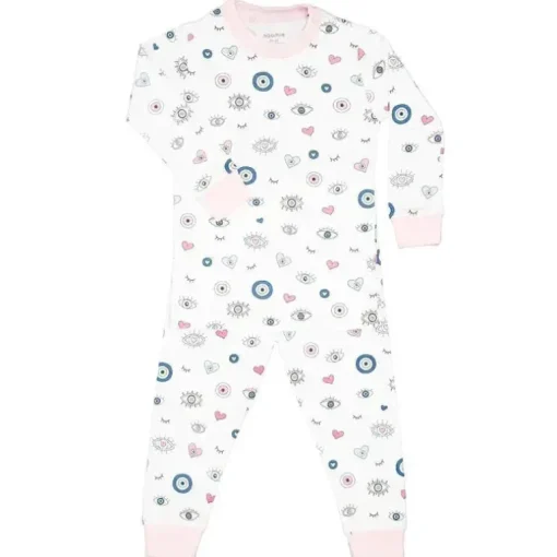 Noomie - Conjunto de pijama de manga comprida para bebê menina Evil Eye, rosa