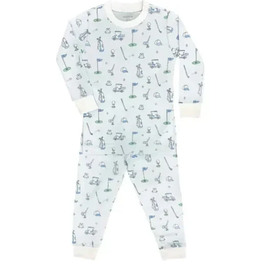 Noomie - Conjunto de pijama de manga comprida Baby Boy Let's Golf, azul