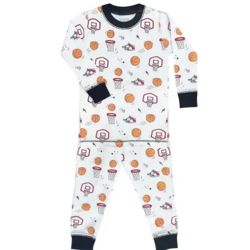 Noomie – Conjunto de pijama de manga comprida para quadra de basquete para bebês