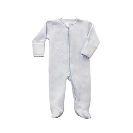 Noomie - Jacquard de estrelas azul claro com zíper para bebê menino
