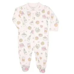 Noomie - sapatilha com zíper para bebê menina, leite e biscoitos