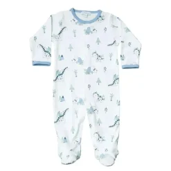 Noomie Snap Footie Dinos, branco e azul