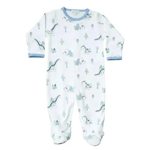 Noomie Snap Footie Dinos, branco e azul