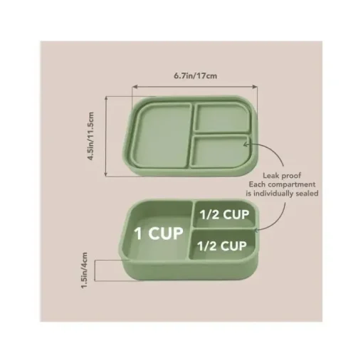 Nouka - Caixa de lanche pequena com vedação de silicone, folha
