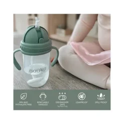 Nouka - Copo de canudo com peso antiderramamento de 9 oz, areia macia