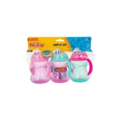 Nuby - 3 Pk 10 Oz Clik It Cup com alças menina