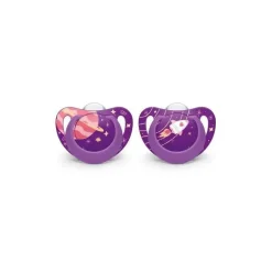 Nuby - 2 Pk Chupeta Genius Tamanho 2 Espaço Exterior, Menina