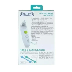 Nuby - Aspirador nasal elétrico do Dr. Talbot com limpadores de nariz e ouvidos de 2 unidades