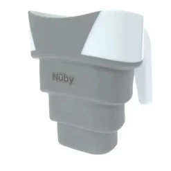 Nuby - balde de enxágue de banho dobrável, branco/cinza
