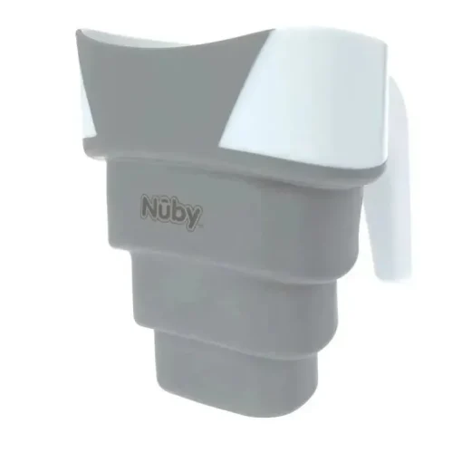 Nuby - balde de enxágue de banho dobrável, branco/cinza