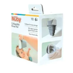 Nuby - balde de enxágue de banho dobrável, branco/cinza