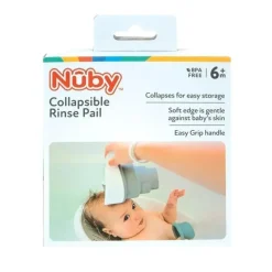 Nuby - balde de enxágue de banho dobrável, branco/cinza
