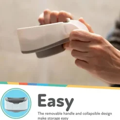 Nuby - balde de enxágue de banho dobrável, branco/cinza