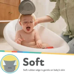 Nuby - balde de enxágue de banho dobrável, branco/cinza