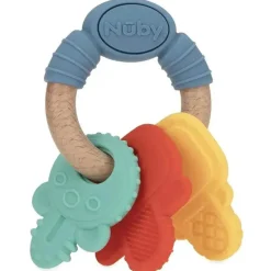 Nuby - Chaves de mordedor de silicone/madeira