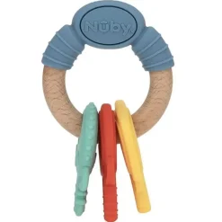 Nuby - Chaves de mordedor de silicone/madeira