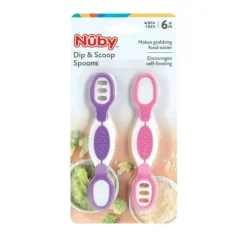 Nuby - Colheres Nuby Dip &amp; Scoop, 2 unidades, menina
