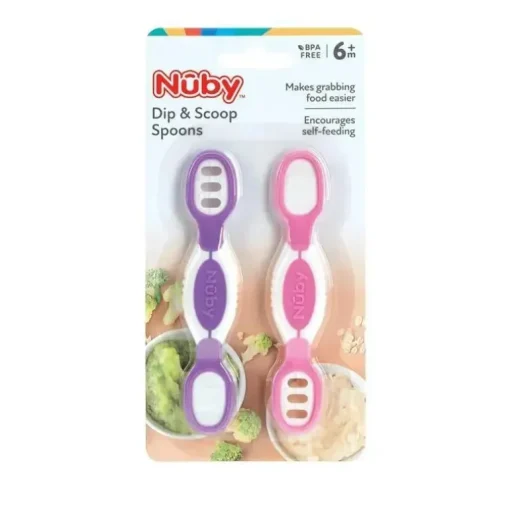 Nuby - Colheres Nuby Dip &amp; Scoop, 2 unidades, menina