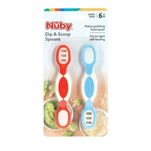 Nuby - colheres para mergulho e colher, pacote com 2, menino