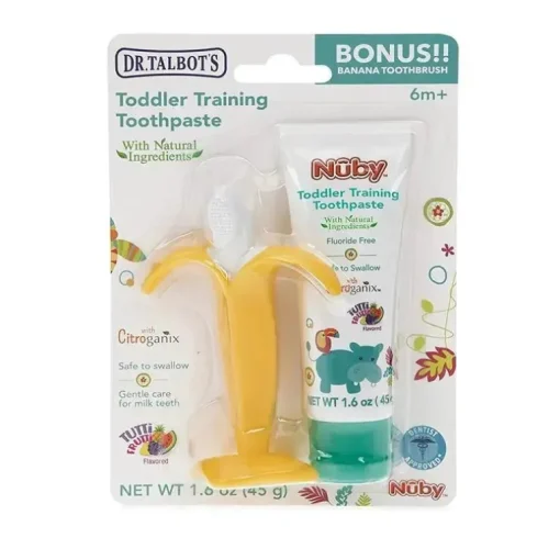 Nuby - Combinação de pasta de dente infantil Dr. Talbot's Banana Brush