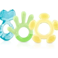 Nuby - conjunto de mordedor de 3 estágios, as cores podem variar