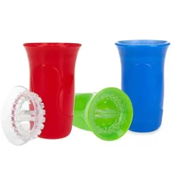 Nuby - Copo Edge 3 Pk 2 Parte 360 ​​Copo, Azul/Vermelho/Verde