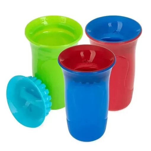 Nuby - Copo Edge 3 Pk 2 Parte 360 ​​Copo, Azul/Vermelho/Verde