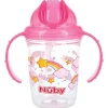 Nuby - Copo estampado de canudo com 2 alças, sem derramamento, Flip-it, tritan rosa, 8 onças