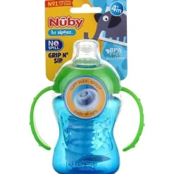 Nuby - copo super bico de 8 onças e 2 alças, as cores podem variar