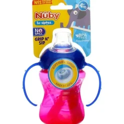 Nuby - copo super bico de 8 onças e 2 alças, as cores podem variar