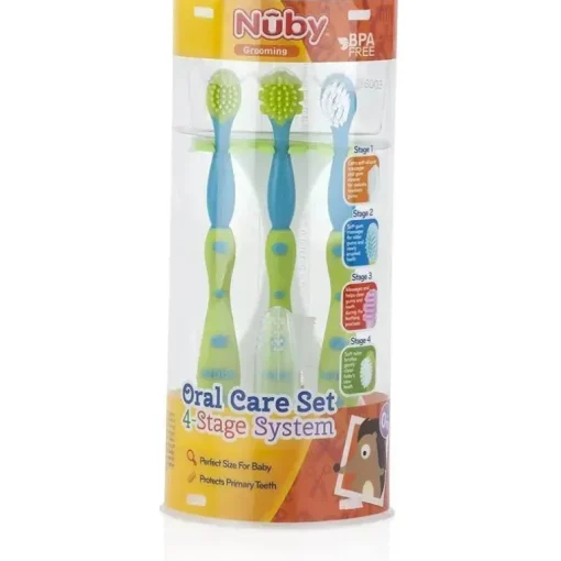 Nuby - Dr Talbots 4 Pc Conjunto de Cuidados de Dentes e Gengivas, Aqua/Verde