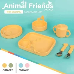 Nuby - Garfo e Colher Girafa de Silicone em Aço Inoxidável - Amarelo